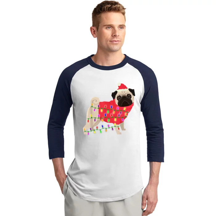 Christmas Dog Xmas Lights Baseball Sleeve Shirt