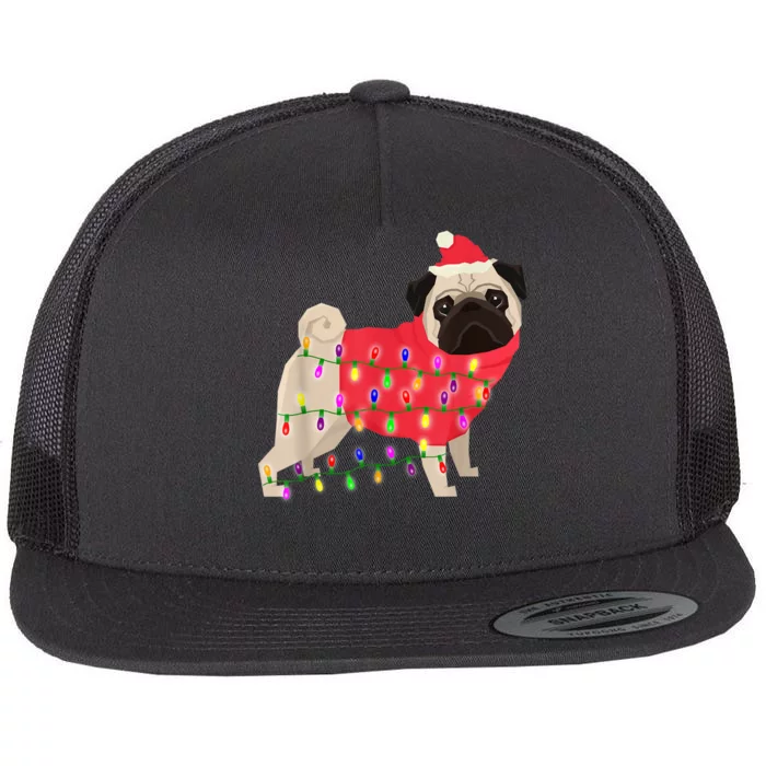 Christmas Dog Xmas Lights Flat Bill Trucker Hat