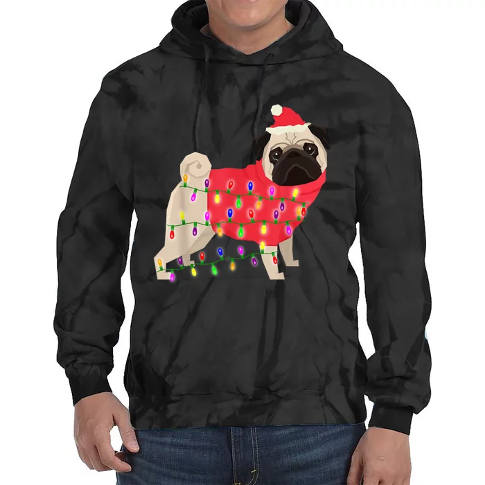 Christmas Dog Xmas Lights Tie Dye Hoodie