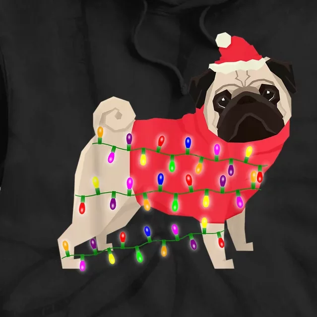 Christmas Dog Xmas Lights Tie Dye Hoodie