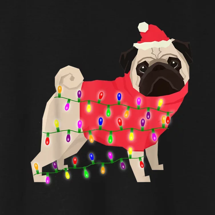 Christmas Dog Xmas Lights Women's Crop Top Tee