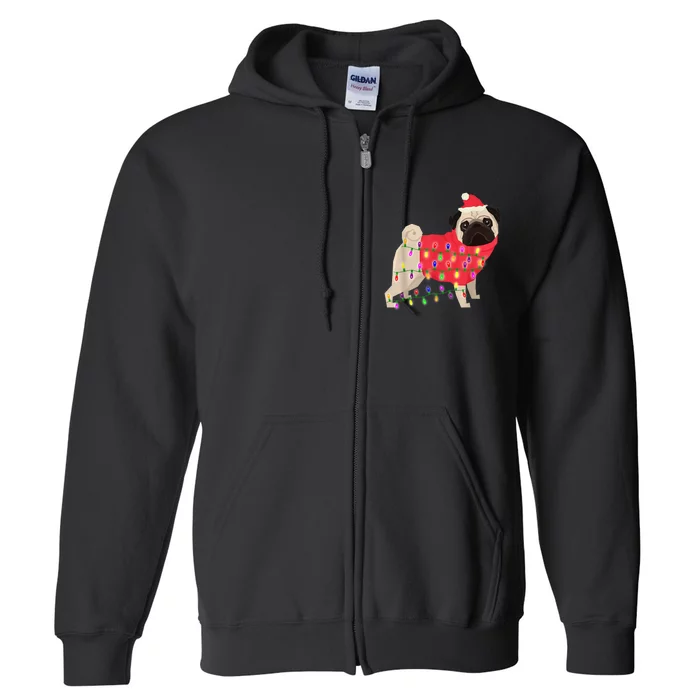 Christmas Dog Xmas Lights Full Zip Hoodie