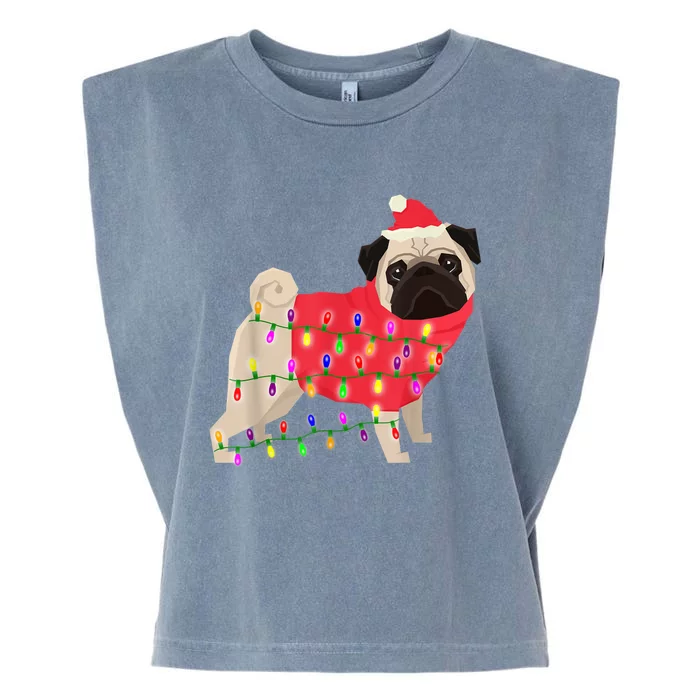 Christmas Dog Xmas Lights Garment-Dyed Women's Muscle Tee