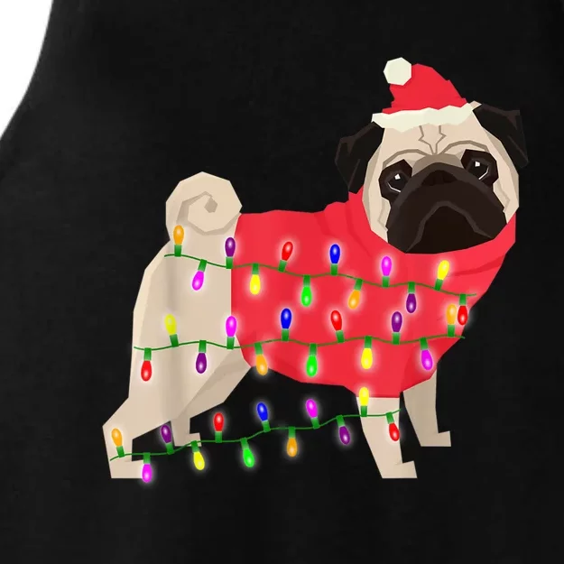 Christmas Dog Xmas Lights Ladies Tri-Blend Wicking Tank