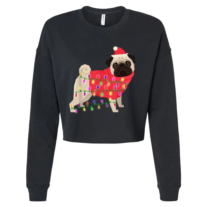 Christmas Dog Xmas Lights Cropped Pullover Crew