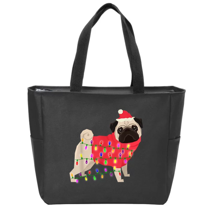 Christmas Dog Xmas Lights Zip Tote Bag