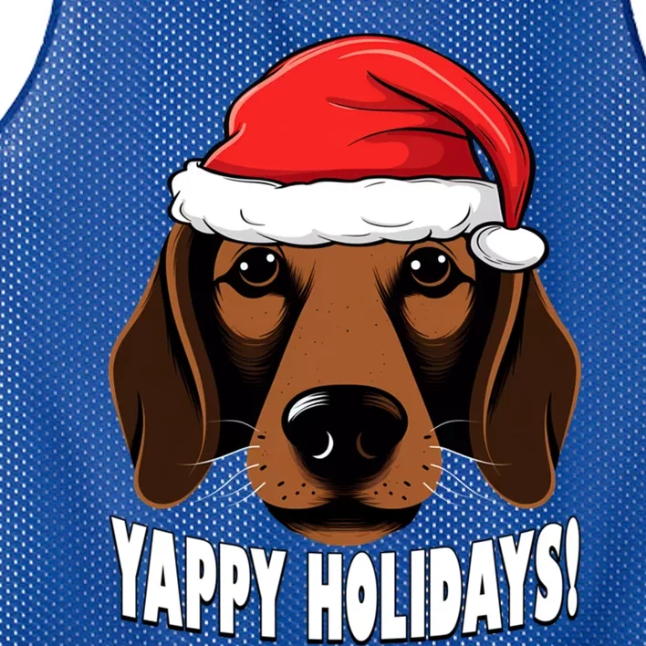 Christmas Dachshund Yappy Holidays Funny Wiener Dog Puppy Gift Mesh Reversible Basketball Jersey Tank