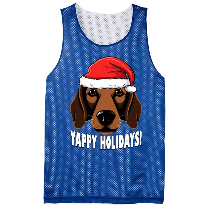 Christmas Dachshund Yappy Holidays Funny Wiener Dog Puppy Gift Mesh Reversible Basketball Jersey Tank