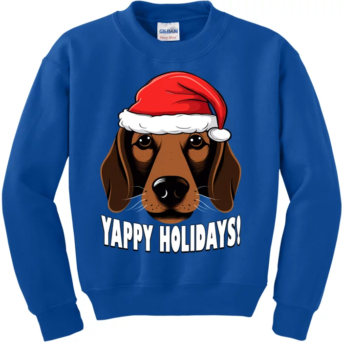 Christmas Dachshund Yappy Holidays Funny Wiener Dog Puppy Gift Kids Sweatshirt