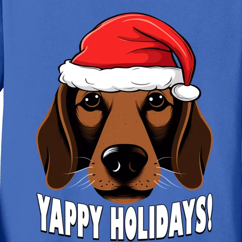 Christmas Dachshund Yappy Holidays Funny Wiener Dog Puppy Gift Kids Long Sleeve Shirt