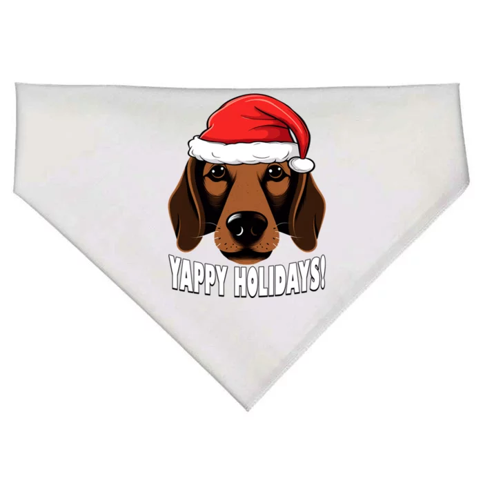 Christmas Dachshund Yappy Holidays Funny Wiener Dog Puppy Gift USA-Made Doggie Bandana