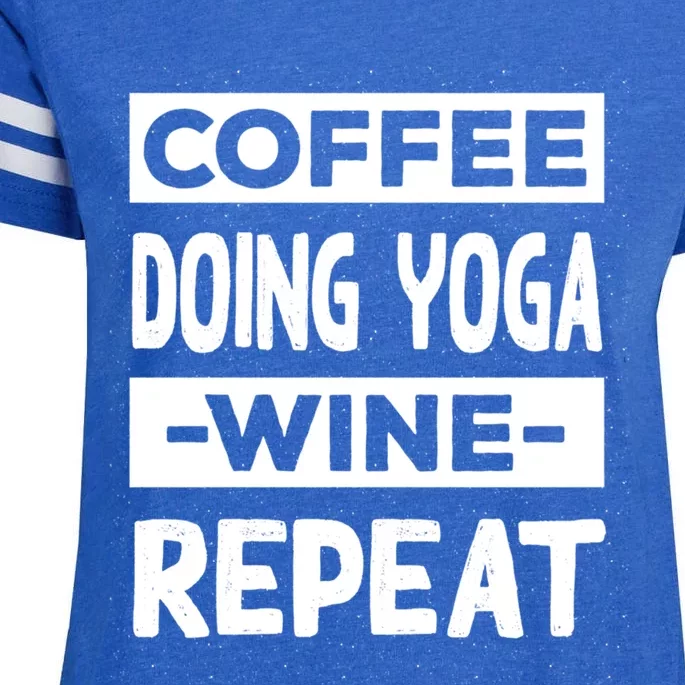 Coffee Doing Yoga Wine Repeat Pilates Coffee Lover Yogi Gift Enza Ladies Jersey Football T-Shirt