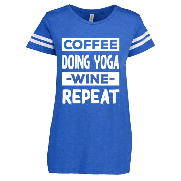 Coffee Doing Yoga Wine Repeat Pilates Coffee Lover Yogi Gift Enza Ladies Jersey Football T-Shirt