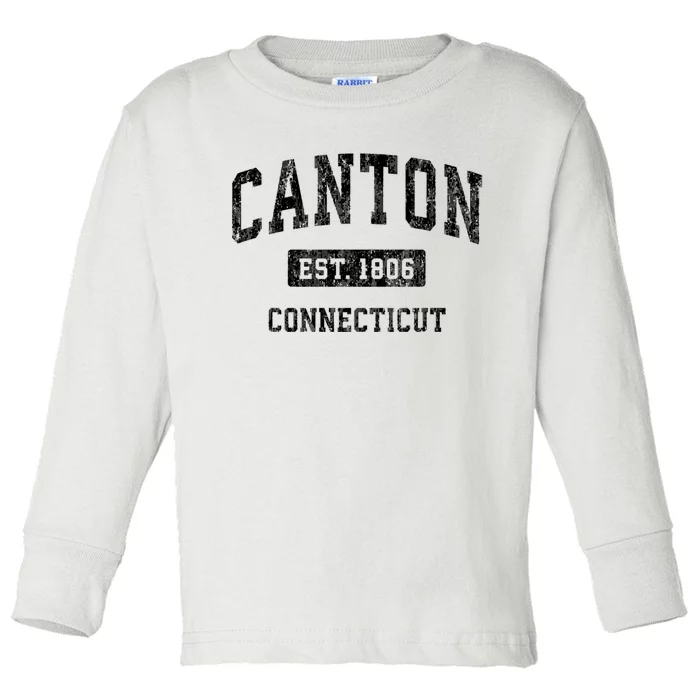 Canton Est 1806 Connecticut Ct Vintage Established Sports Design Toddler Long Sleeve Shirt