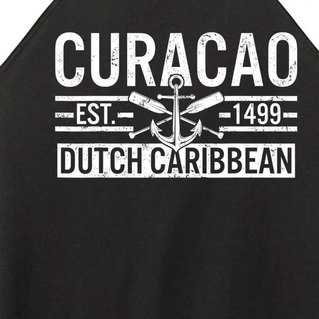 Curacao Established 1499 Dutch Caribbean Crossed Oars Anchor Women’s Perfect Tri Rocker Tank