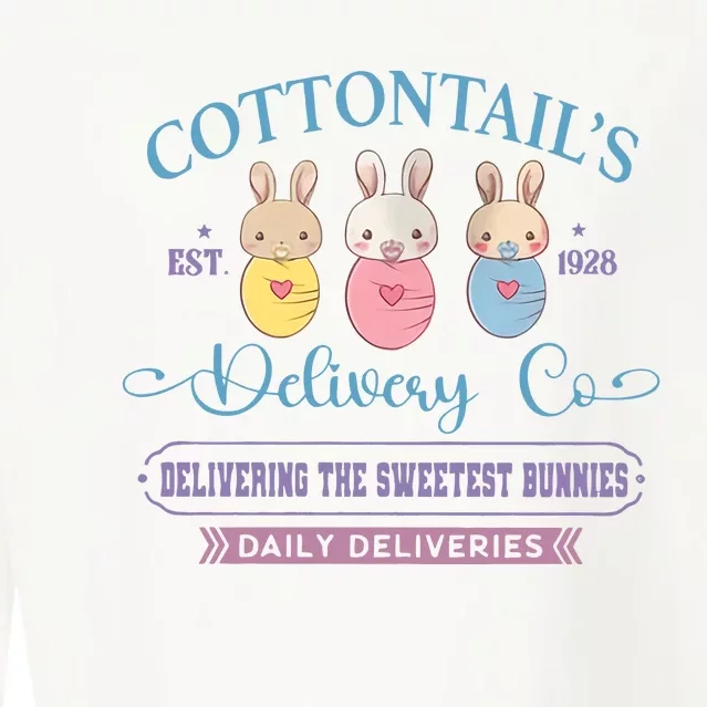 Cottontail's Est 1928 Delivery Co NICU L&D Easter Delivery Nurse Cropped Pullover Crew