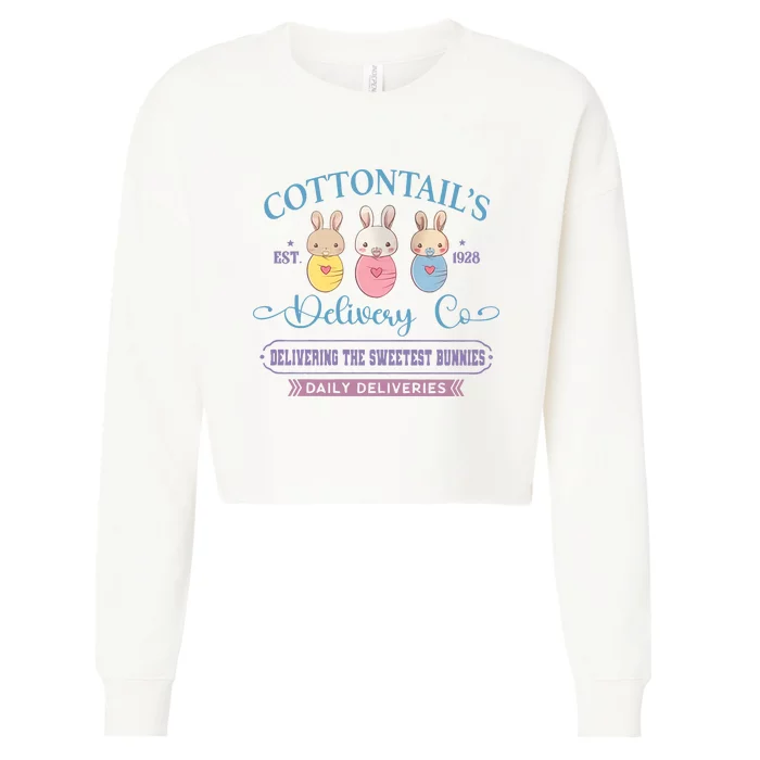 Cottontail's Est 1928 Delivery Co NICU L&D Easter Delivery Nurse Cropped Pullover Crew