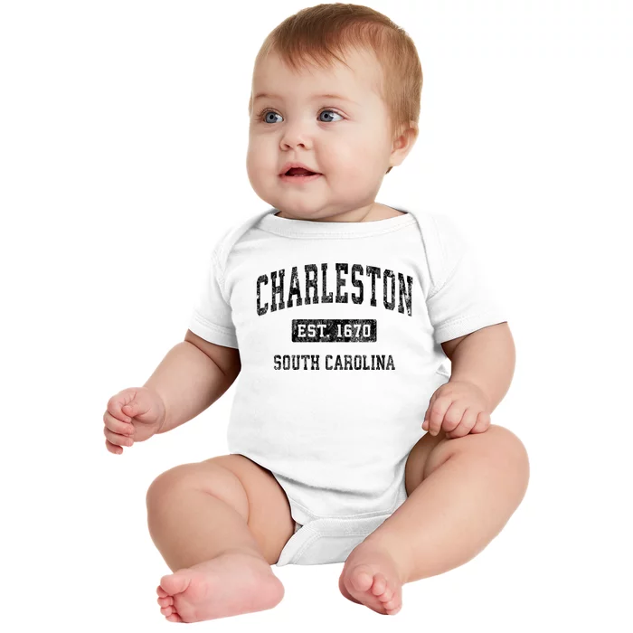 Charleston Est 1670 South Carolina Sc Vintage Established Sports Baby Bodysuit