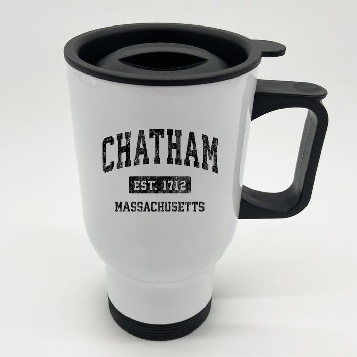 Chatham Est 1712 Massachusetts Ma Vintage Established Athletic Sports Design Front & Back Stainless Steel Travel Mug