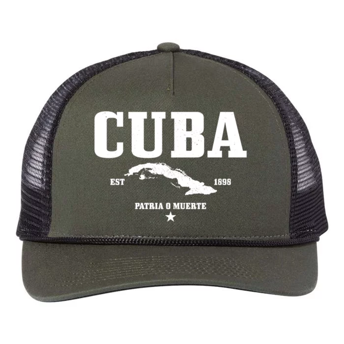 Cuba Est 1898 Cuban Flag Pride Vintage Cuba Gift Retro Rope Trucker Hat Cap