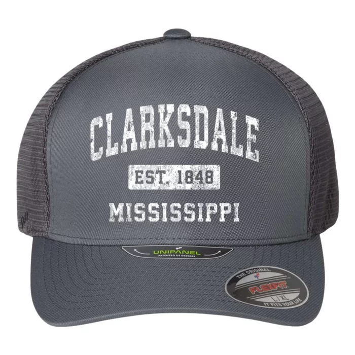 Clarksdale Est 1848 Mississippi Ms Vintage Established Sports Design Flexfit Unipanel Trucker Cap