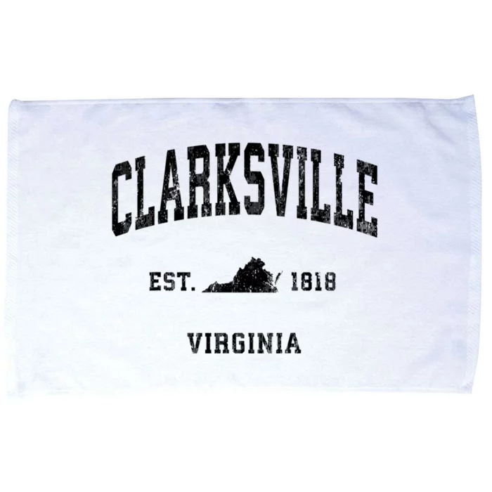 Clarksville Est 1818 Virginia Va Vintage Established Athletic Black Sports Microfiber Hand Towel