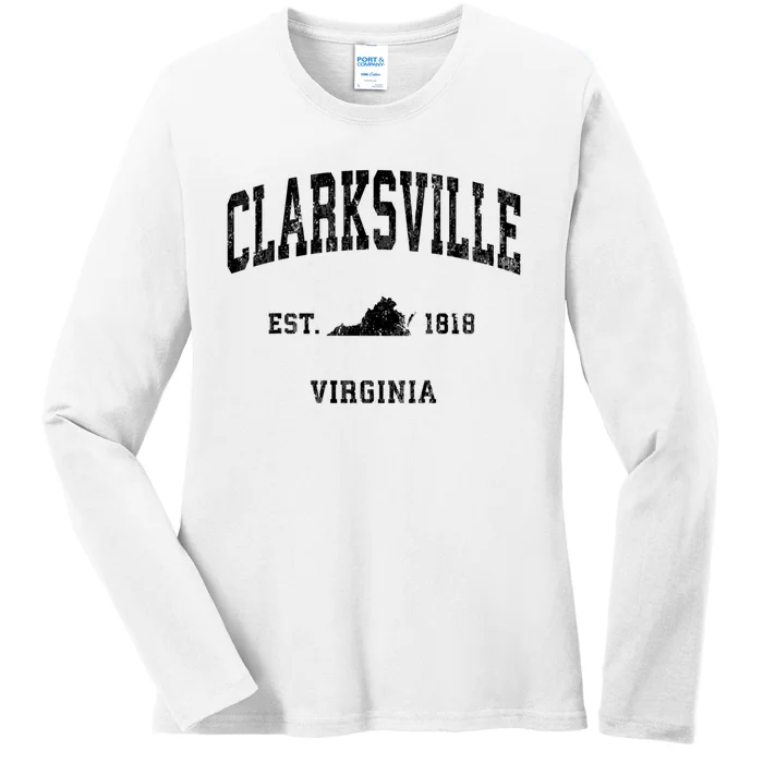 Clarksville Est 1818 Virginia Va Vintage Established Athletic Black Sports Ladies Long Sleeve Shirt