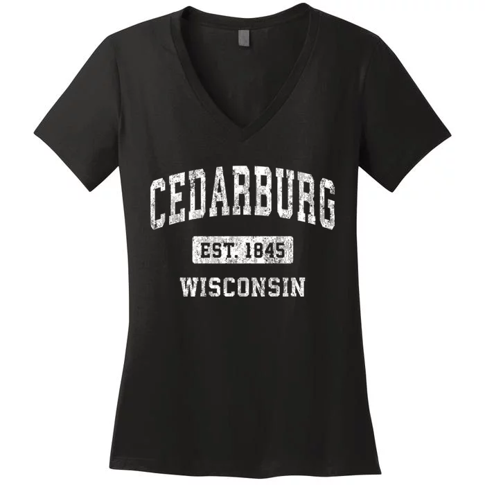 Cedarburg Est 1845 Wisconsin Wi Vintage Sports Established Design Women's V-Neck T-Shirt