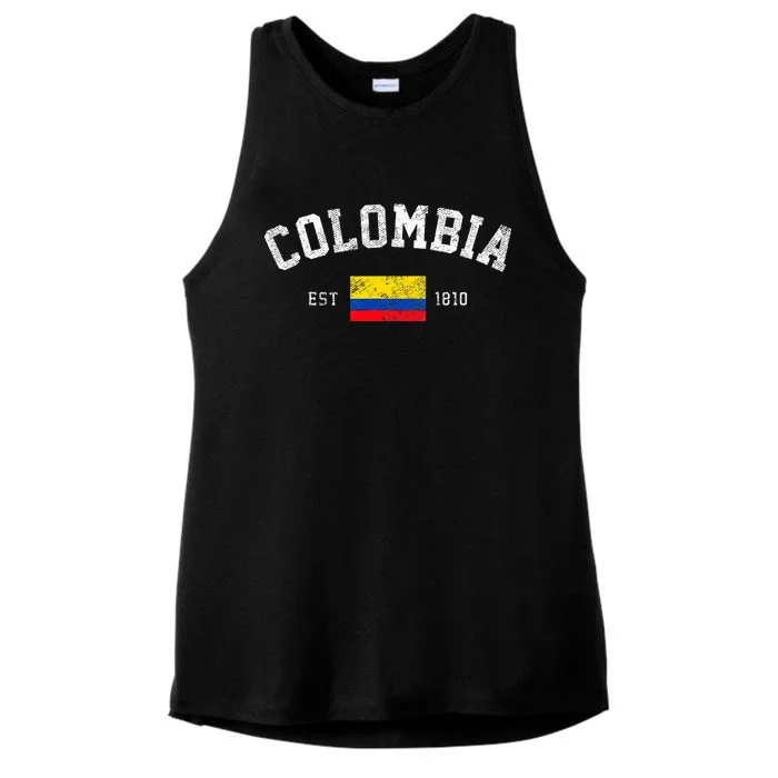 Colombia Est. 1810 Colombian Flag Independence Day Ladies Tri-Blend Wicking Tank