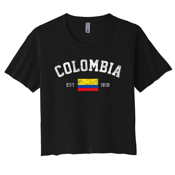 Colombia Est. 1810 Colombian Flag Independence Day Women's Crop Top Tee