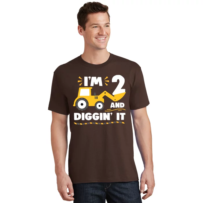 Construction Excavator 2 Years Old 2nd Birthday T-Shirt