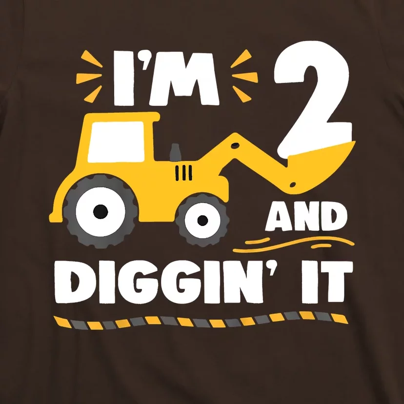 Construction Excavator 2 Years Old 2nd Birthday T-Shirt