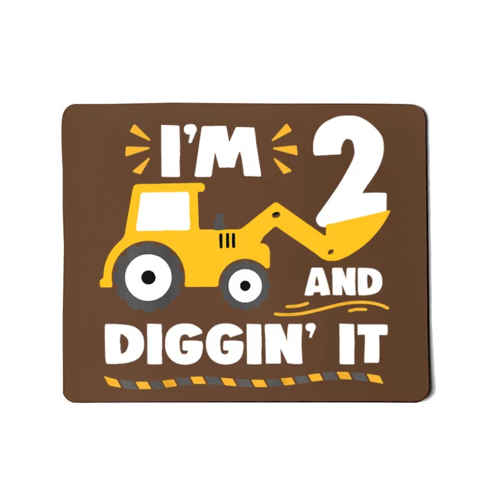 Construction Excavator 2 Years Old 2nd Birthday Mousepad