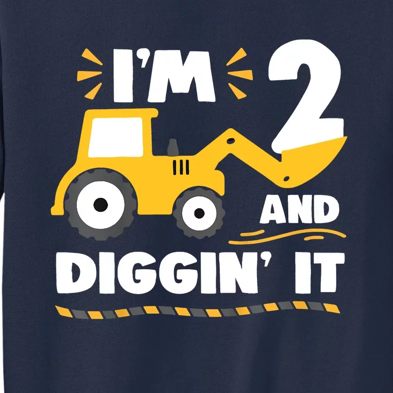 Construction Excavator 2 Years Old 2nd Birthday Sweatshirt