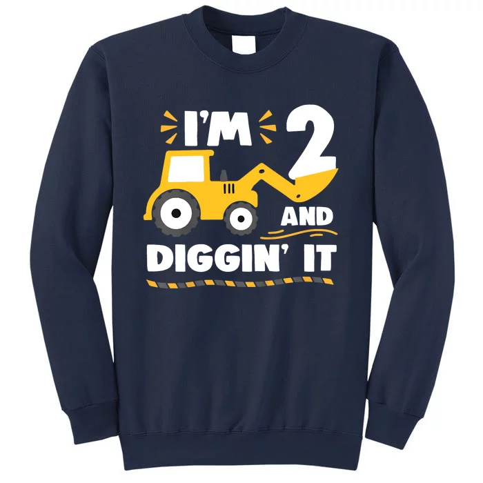 Construction Excavator 2 Years Old 2nd Birthday Sweatshirt