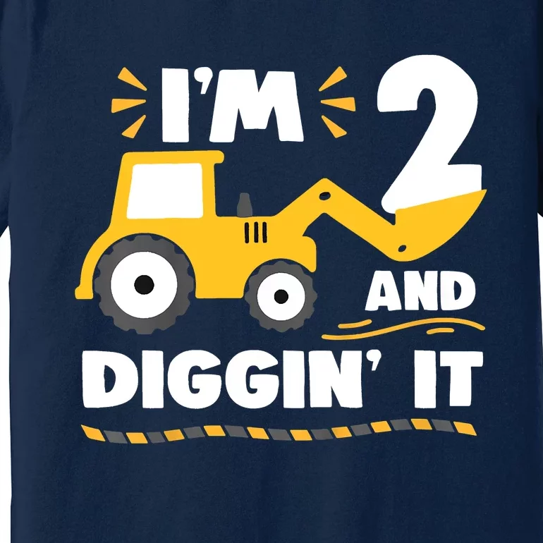 Construction Excavator 2 Years Old 2nd Birthday Premium T-Shirt