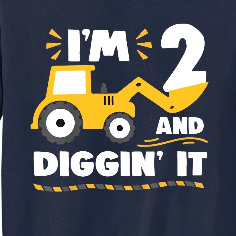 Construction Excavator 2 Years Old 2nd Birthday Tall Sweatshirt