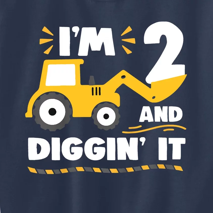 Construction Excavator 2 Years Old 2nd Birthday Kids Sweatshirt