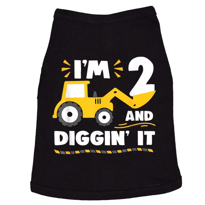 Construction Excavator 2 Years Old 2nd Birthday Boy Gift Doggie Tank