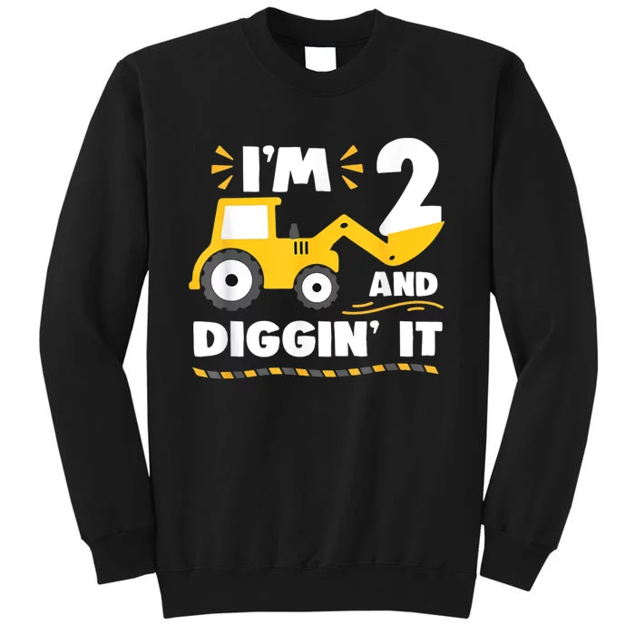 Construction Excavator 2 Years Old 2nd Birthday Boy Gift Sweatshirt