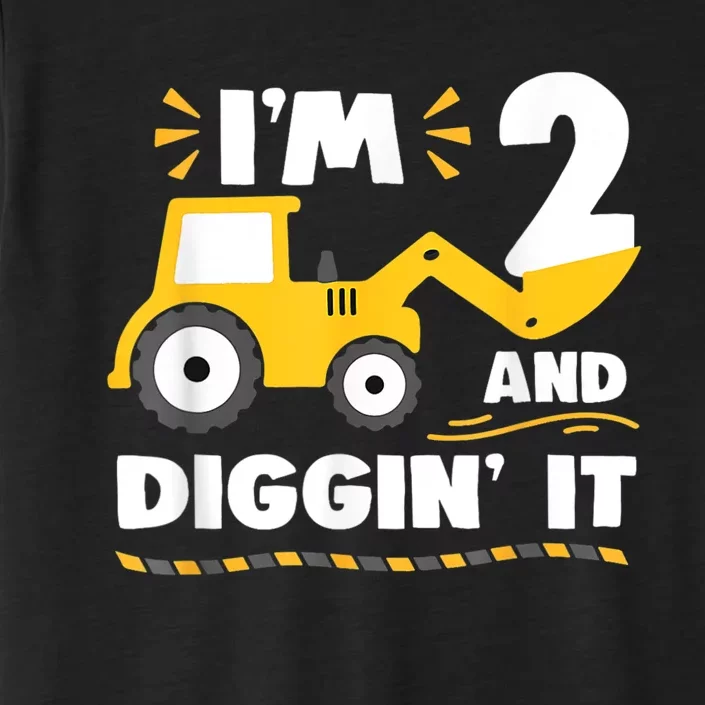 Construction Excavator 2 Years Old 2nd Birthday Boy Gift ChromaSoft Performance T-Shirt