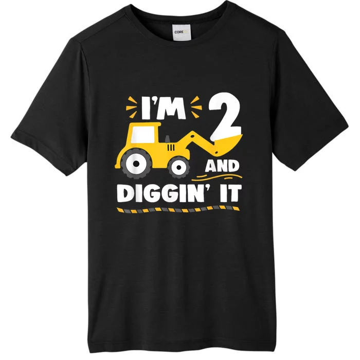 Construction Excavator 2 Years Old 2nd Birthday Boy Gift ChromaSoft Performance T-Shirt