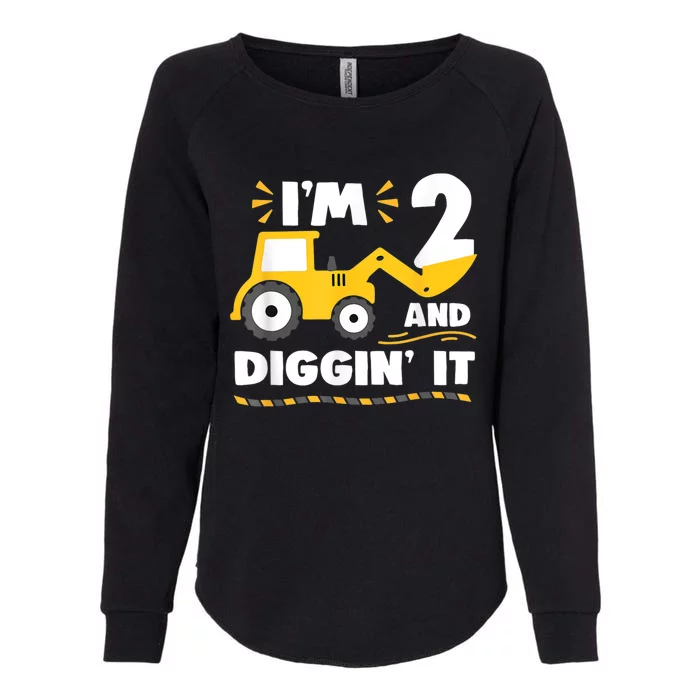 Construction Excavator 2 Years Old 2nd Birthday Boy Gift Womens California Wash Sweatshirt