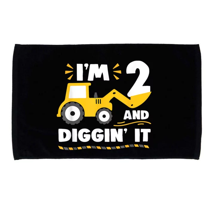 Construction Excavator 2 Years Old 2nd Birthday Boy Gift Microfiber Hand Towel