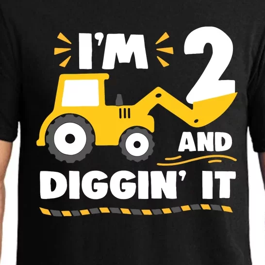 Construction Excavator 2 Years Old 2nd Birthday Boy Pajama Set