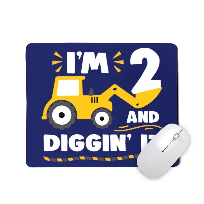 Construction Excavator 2 Years Old 2nd Birthday Boy Mousepad