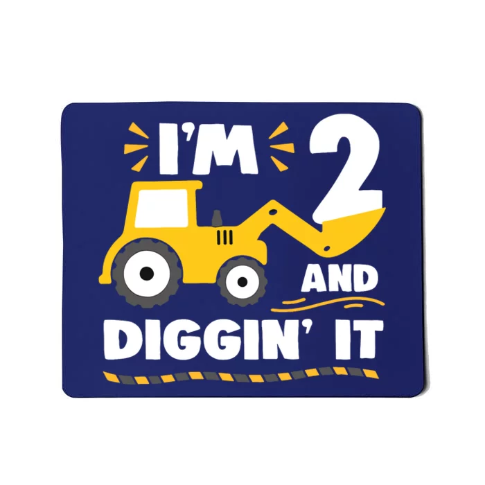 Construction Excavator 2 Years Old 2nd Birthday Boy Mousepad