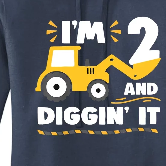 Construction Excavator 2 Years Old 2nd Birthday Women's Pullover Hoodie