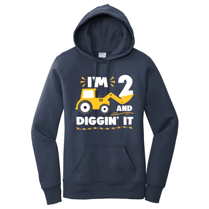 Construction Excavator 2 Years Old 2nd Birthday Women's Pullover Hoodie