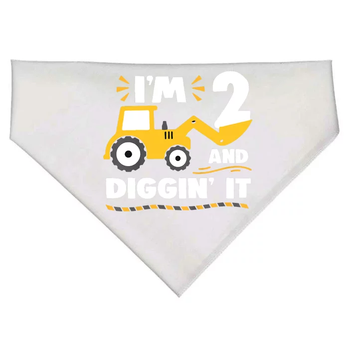 Construction Excavator 2 Years Old 2nd Birthday USA-Made Doggie Bandana